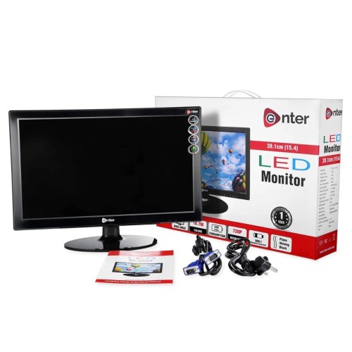 Enter 15.4 Inch LED Monitor (E-M16Ha Hdmi & Vga Led), Black