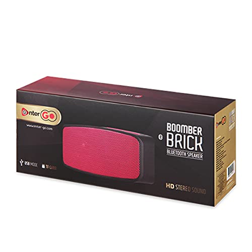 Enter Go - Boomer Brick Bluetooth Speaker, 3 Watts/USB/TF/Aux In/Handsfree/FM Radio/Built-in Battery Red/Black