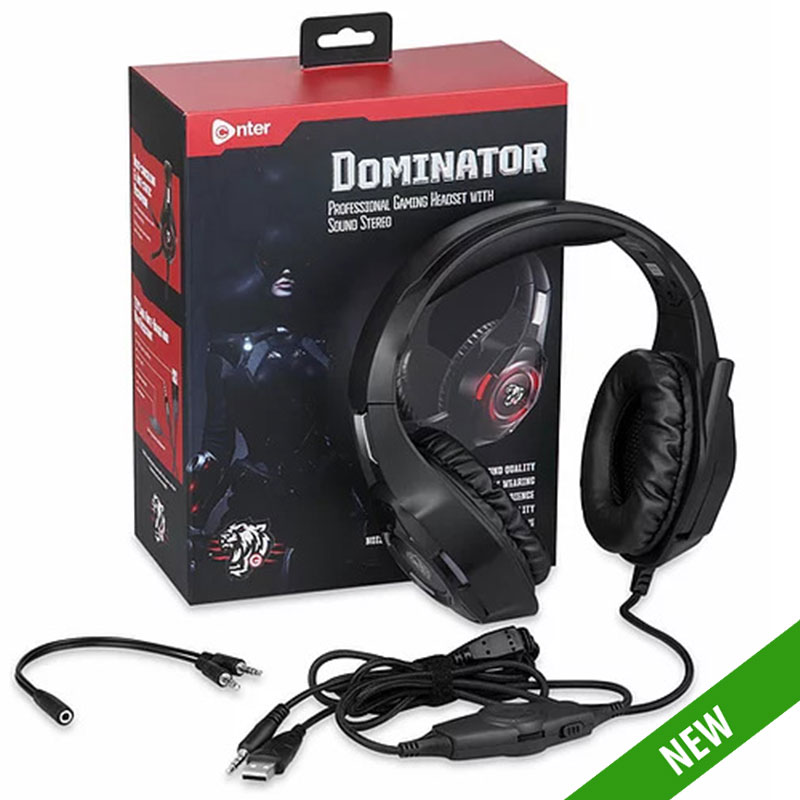 Enter DOMINATOR gaming headphones with mic over ear wired (black) Wired Gaming  (Black, On the Ear)