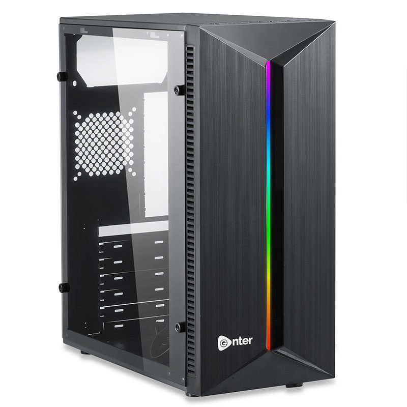 Enter Razor Mid-Tower Computer Gaming Cabinet With Rgb Light- Black (Mt)