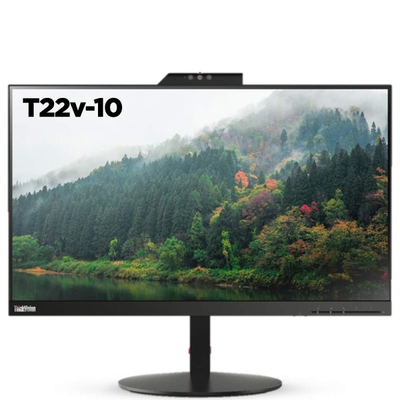 Lenovo ThinkVision T22v-20 21.5" VoIP Monitor, IPS Panel, HDMI DP VGA Inputs, TUV Certified Eye Comfort, Built in Speaker & Camera, Raven Black