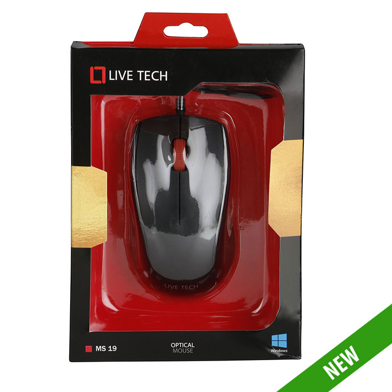 Live Tech MS-19 USB Wired Black Color Optical Mouse