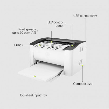 HP Lacer 1008a Single Function  Black & White Printer (White)