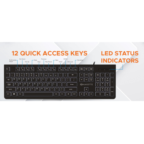 Amkette Wi-Key Backlit Wired USB Keyboard