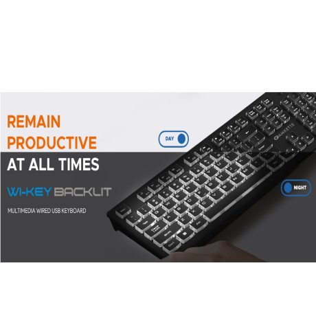 Amkette Wi-Key Backlit Wired USB Keyboard