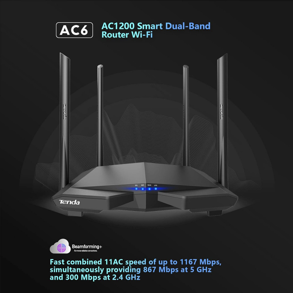 Tenda AC6 1200Mbps  Smart Dual-Band Wi-Fi Router