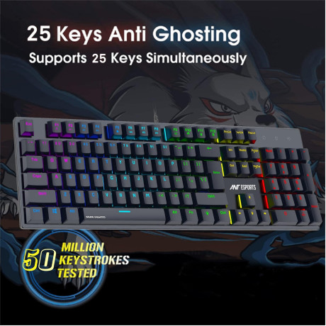 Ant Esports MK3400 Pro V3 Mechanical Gaming Keyboard Outemu Blue Switches (Black)