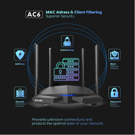 Tenda AC6 1200Mbps  Smart Dual-Band Wi-Fi Router