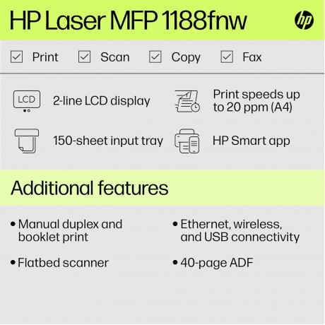 HP Laser MFP 1188fnw Printer