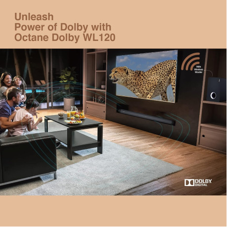 FINGERS Octane Dolby WL120 Sound Bar with 120 W Premium Cinematic Audio (60 W Wireless Woofer | Remote Control | Multiple Connectivity Modes | HDMI ARC | Customized EQ Modes)