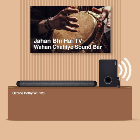 FINGERS Octane Dolby WL120 Sound Bar with 120 W Premium Cinematic Audio (60 W Wireless Woofer | Remote Control | Multiple Connectivity Modes | HDMI ARC | Customized EQ Modes)