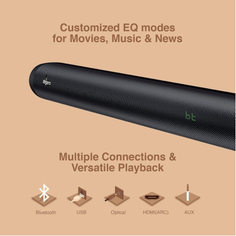 FINGERS Octane Dolby WL120 Sound Bar with 120 W Premium Cinematic Audio (60 W Wireless Woofer | Remote Control | Multiple Connectivity Modes | HDMI ARC | Customized EQ Modes)