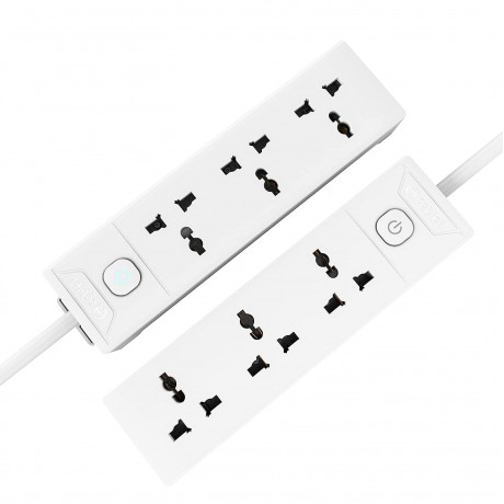 Cablet 3010-45  3 Way Extension Box (3 Universal Socket + 1 Switch, 240V, 10A, 2500W , 4.5Metre Heavy Duty Cable, White)