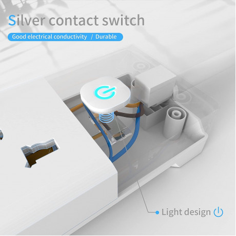 Cablet 3010-45  3 Way Extension Box (3 Universal Socket + 1 Switch, 240V, 10A, 2500W , 4.5Metre Heavy Duty Cable, White)