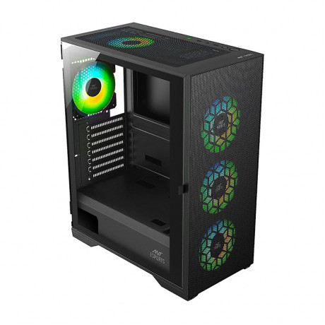 Ant Esports ICE-110 Mid-Tower Computer Gaming Cabinet With RGB Light- Black (MT)
