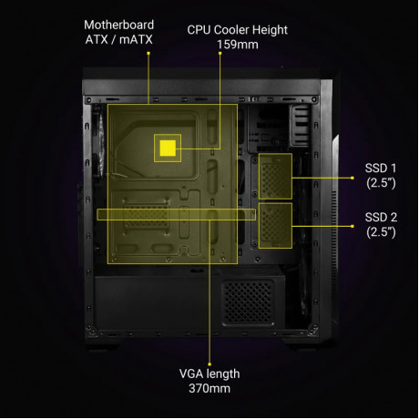 Zebronics Zeb-Athena Pro Mid-Tower Computer Gaming Cabinet With RGB Light- Black (MT)