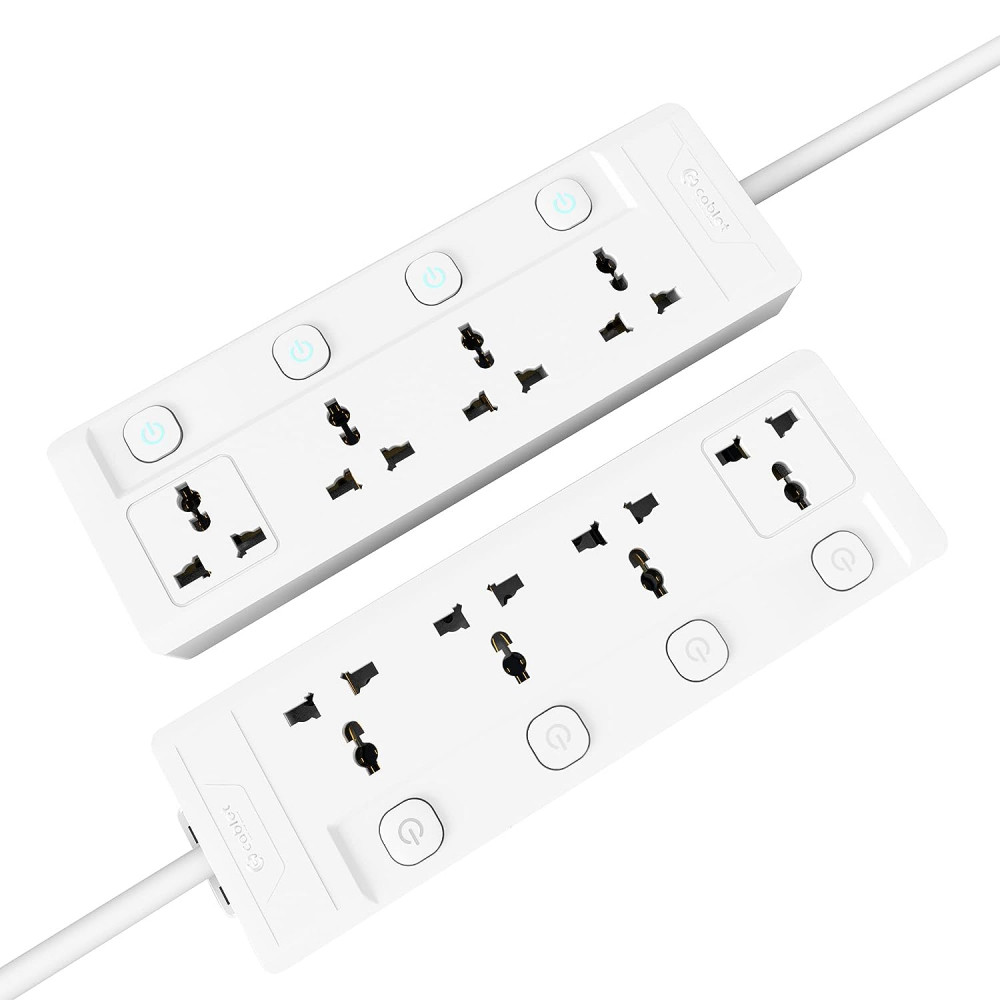 Cablet 4040-45  4 Way Extension Box (4 Universal Socket +4 Switch, 240V, 10A, 2500W , 4.5Metre Heavy Duty Cable, White)