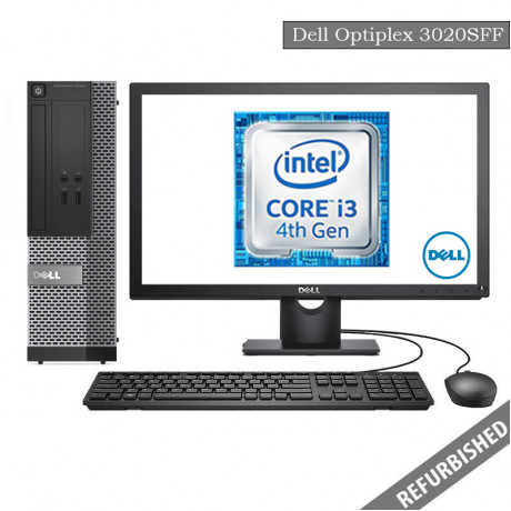 Refublished Dell Optiplex 3020 SFF (i3 4th Gen, 8GB DDR3 RAM, 256GB SATA SSD, 19'' Monitor, Windows 10, 6 Months Warranty)