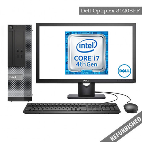 Refublished Dell Optiplex 3020 SFF (i7 4th Gen, 8GB DDR3 RAM, 256GB SATA SSD, 19'' Monitor, Windows 10, 6 Months Warranty)