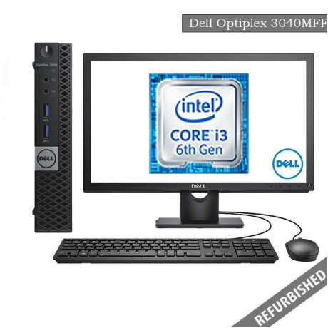 Refublished Dell Optiplex 3040 MFF (i3 6th Gen, 8GB DDR3 RAM, 256GB SATA SSD, 19'' Monitor, Windows 10, 6 Months Warranty)