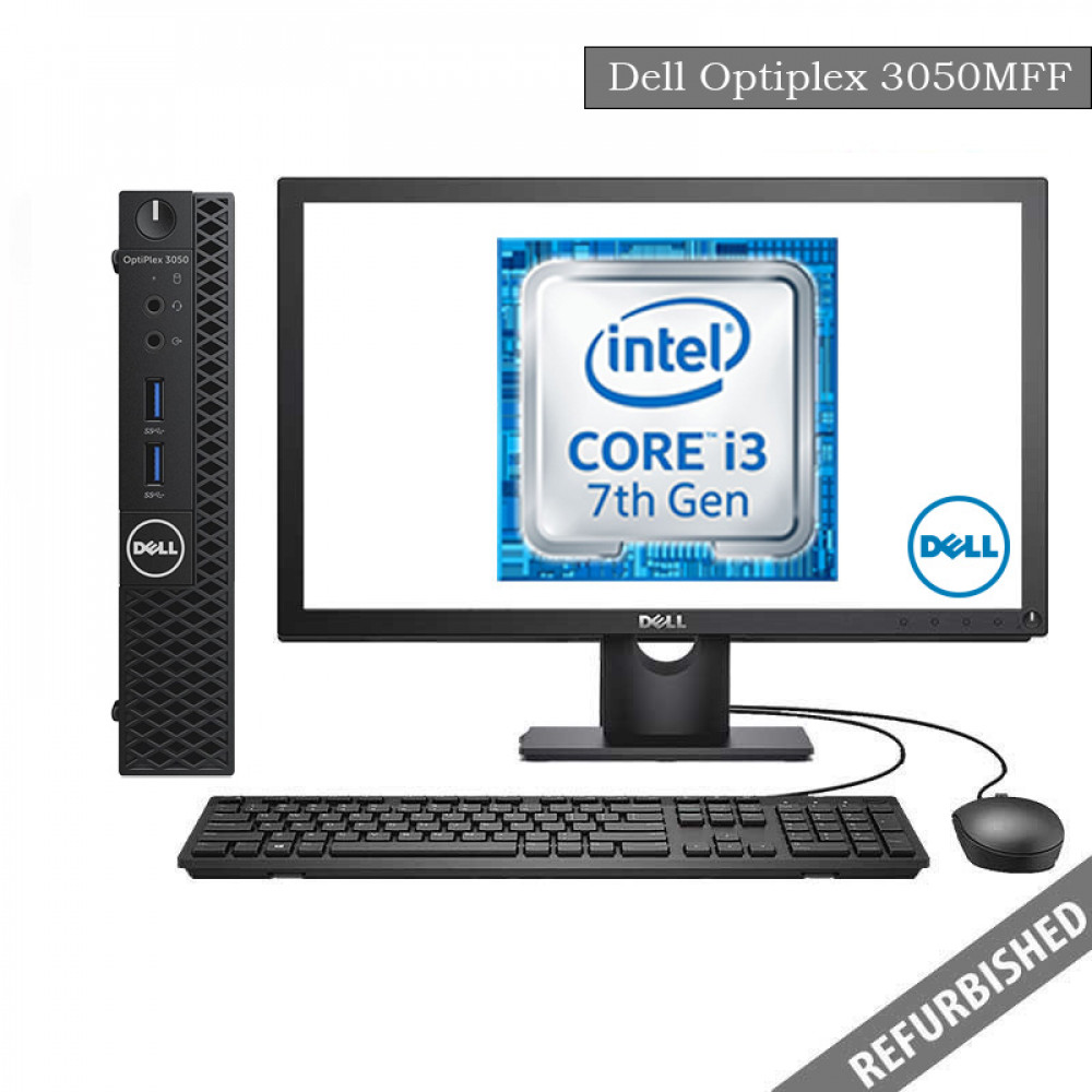 Refublished Dell Optiplex 3050 MFF (i3 7th Gen, 8GB DDR4 RAM, 256GB SATA SSD, 19'' Monitor, Windows 10, 6 Months Warranty)