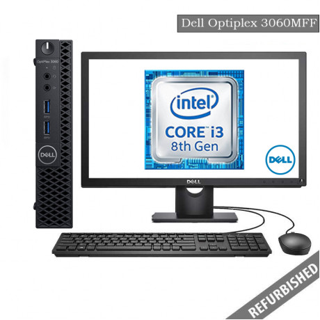 Refublished Dell Optiplex 3060 MFF (i3 8th Gen, 8GB DDR4 RAM, 256GB SATA SSD, 19'' Monitor, Windows 10, 6 Months Warranty)