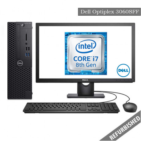 Dell Optiplex 3060 SFF (i7 8th Gen, 8GB DDR4 RAM, 256GB SATA SSD, 19'' Monitor, Windows 10, 6 Months Warranty)