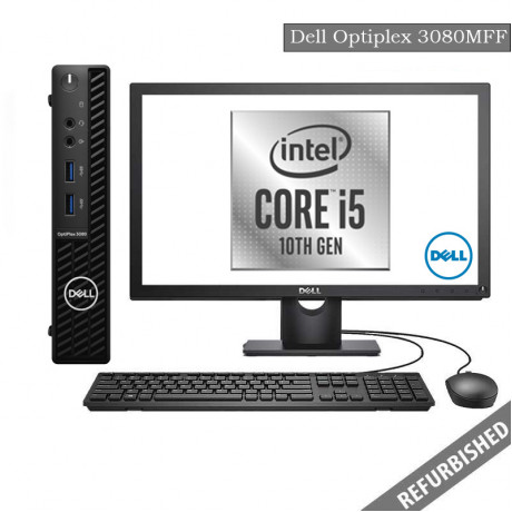 Dell Optiplex 3080 MFF (i5 10th Gen, 8GB DDR4 RAM, 256GB SATA SSD, 19'' Monitor, Windows 10, 6 Months Warranty)