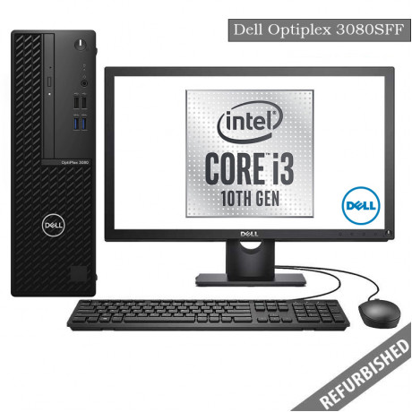 Dell Optiplex 3080 SFF (i3 10th Gen, 8GB DDR4 RAM, 256GB SATA SSD, 19'' Monitor, Windows 10, 6 Months Warranty)