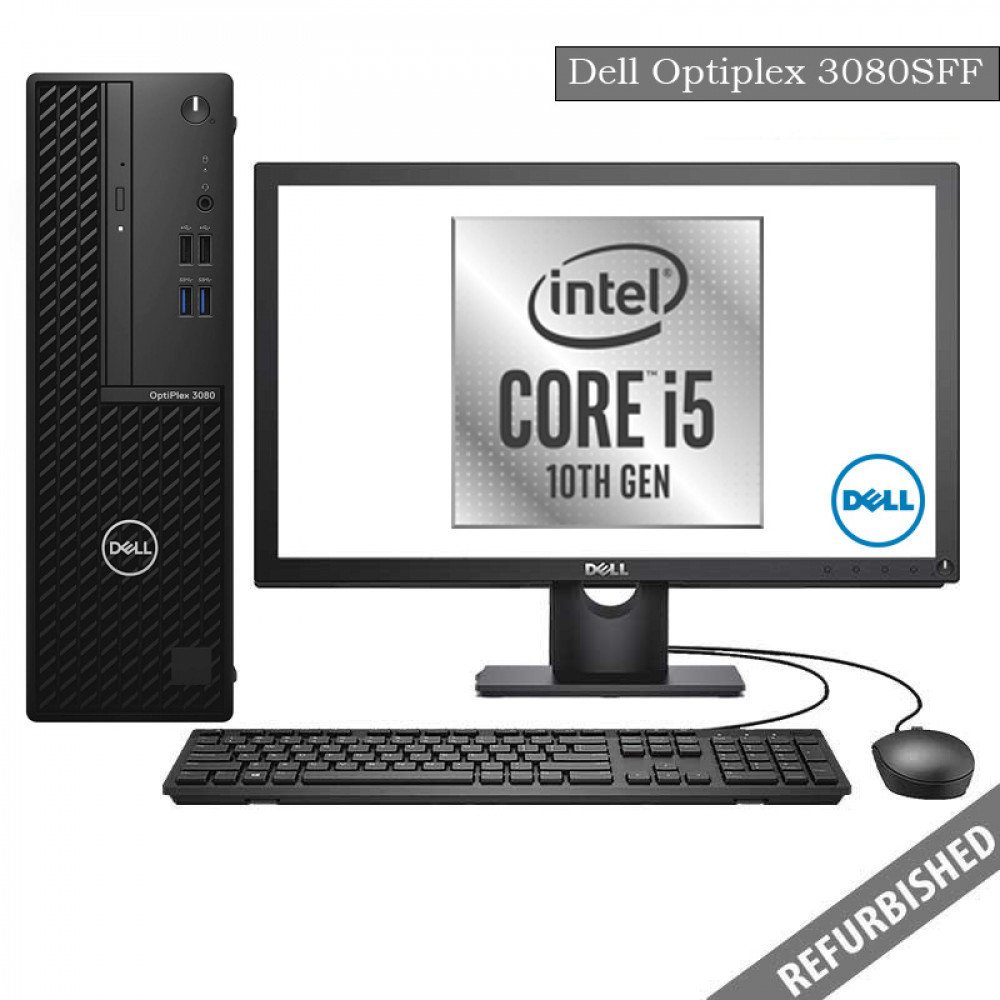 Dell Optiplex 3080 SFF (i5 10th Gen, 8GB DDR4 RAM, 256GB SATA SSD, 19'' Monitor, Windows 10, 6 Months Warranty)