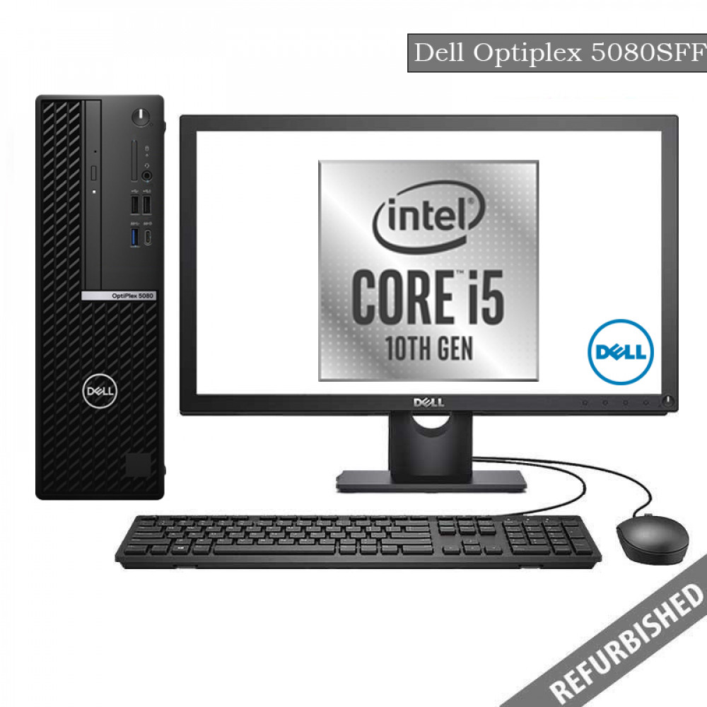 Dell Optiplex 5080 SFF (i5 10th Gen, 8GB DDR4 RAM, 256GB SATA SSD, 19'' Monitor, Windows 10, 6 Months Warranty)