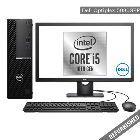 Dell Optiplex 5080 SFF (i5 10th Gen, 8GB DDR4 RAM, 256GB SATA SSD, 19'' Monitor, Windows 10, 6 Months Warranty)