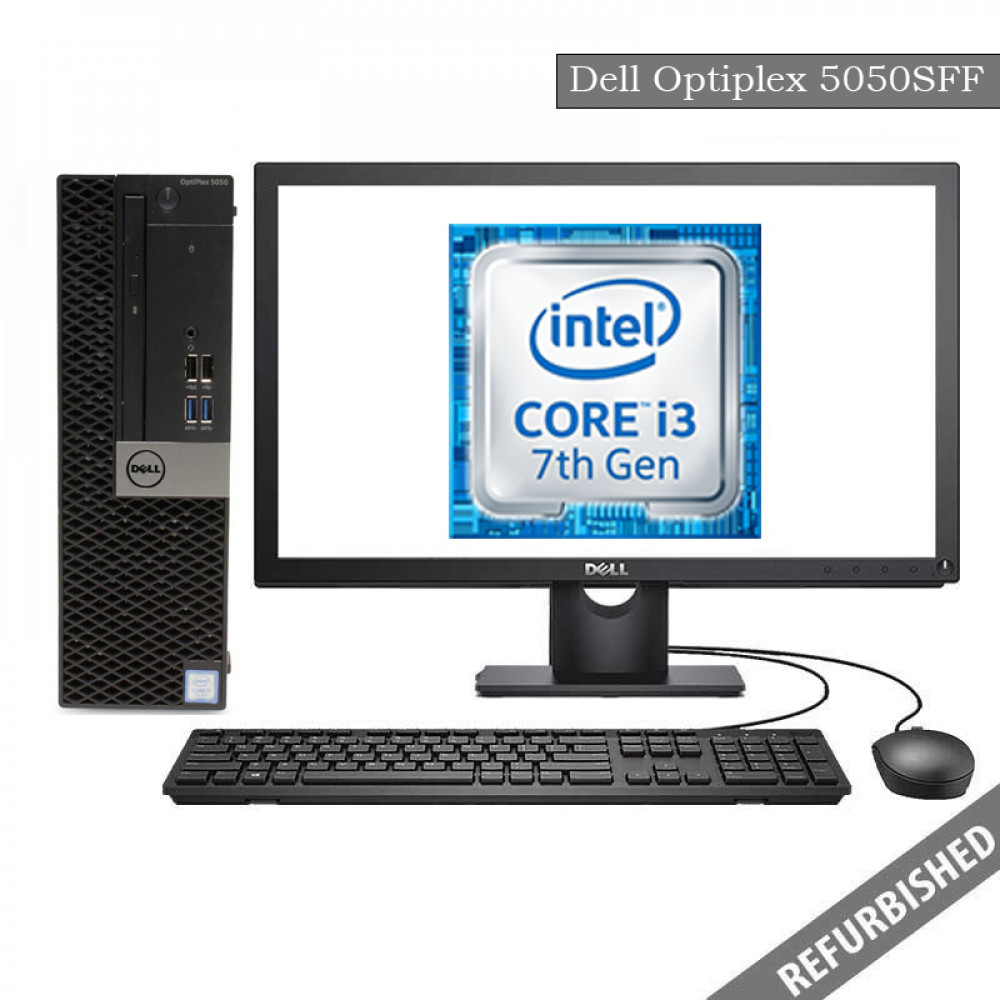 Dell Optiplex 5050 SFF (i3 7th gen, 8GB DDR4 RAM, 256GB SATA SSD, 19'' Monitor, Windows 10, 6 Months Warranty)