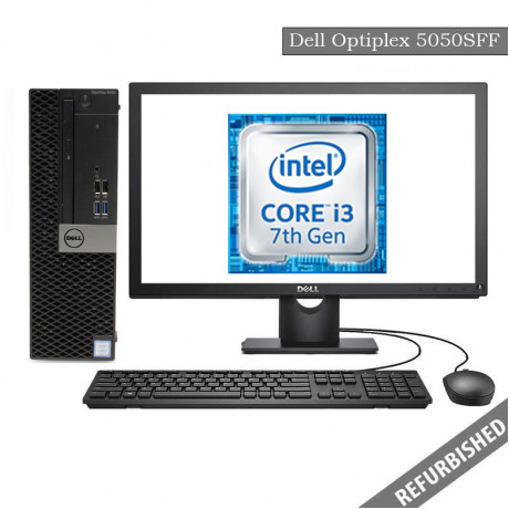 Refurbished Dell Optiplex 5050 SFF (i3 7th gen, 8GB DDR4 RAM, 256GB SATA SSD, 19'' Monitor, Windows 10, 6 Months Warranty)