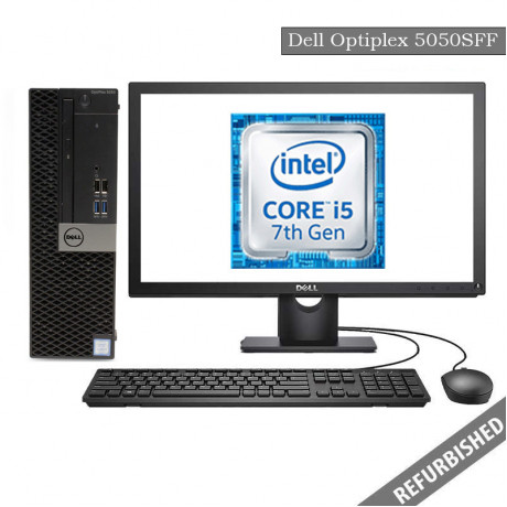 Refublished Dell Optiplex 5050 SFF (i5 7th gen, 8GB DDR4 RAM, 256GB SATA SSD, 19'' Monitor, Windows 10, 6 Months Warranty)