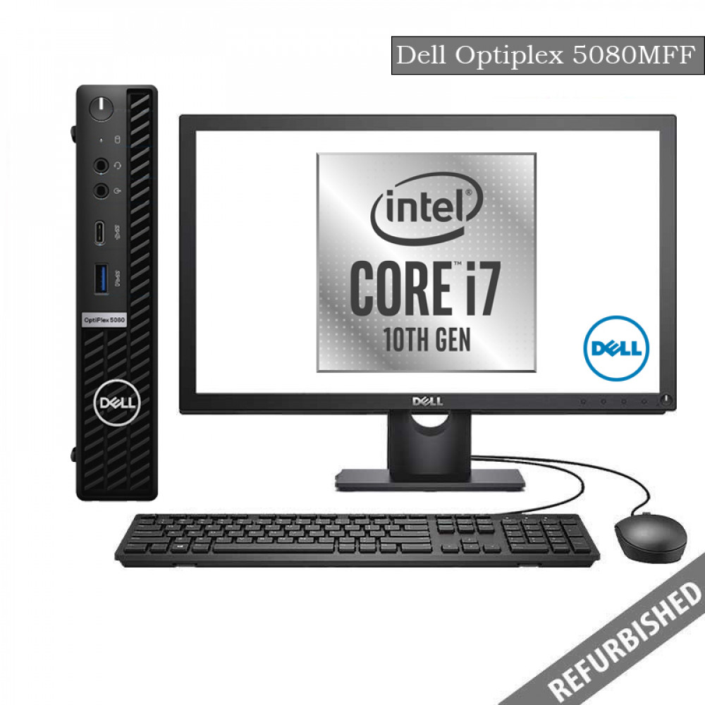 Dell Optiplex 5080 MFF (i7 10th Gen, 8GB DDR4 RAM, 256GB SATA SSD, 19'' Monitor, Windows 10, 6 Months Warranty) 