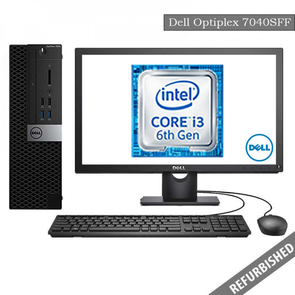 Dell Optiplex 7040 SFF (i3 6th Gen, 8GB DDR4 RAM, 256GB SATA SSD, 19'' Monitor, Windows 10, 6 Months Warranty)