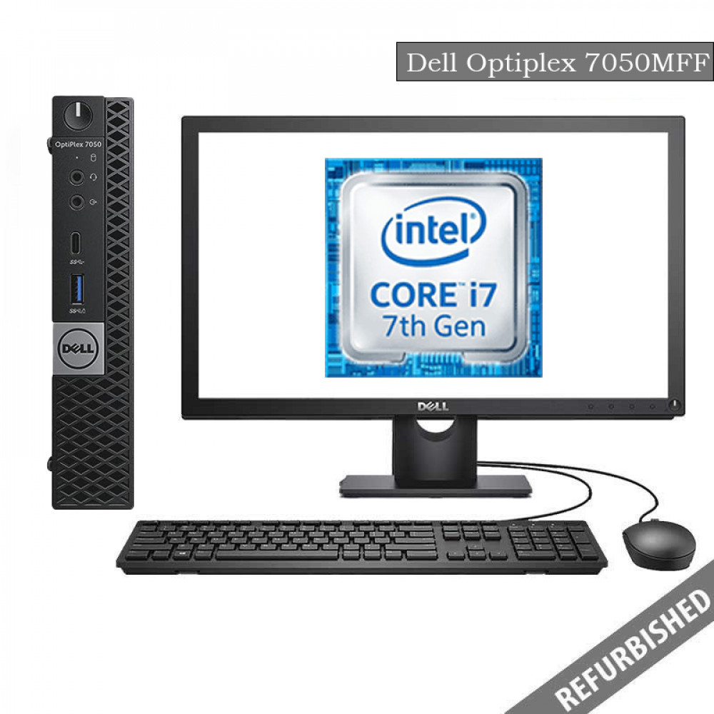 Dell Optiplex 7050 MFF (i7 7th Gen, 8GB DDR4 RAM, 256GB SATA SSD, 19'' Monitor, Windows 10, 6 Months Warranty) 