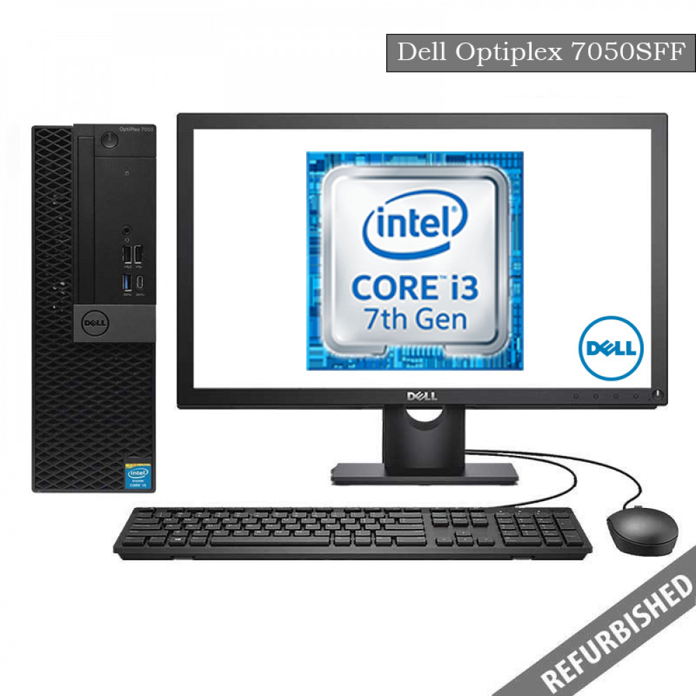 Dell Optiplex 7050 SFF (i3 7th Gen, 8GB DDR4 RAM, 256GB SATA SSD, 19'' Monitor, Windows 10, 6 Months Warranty)