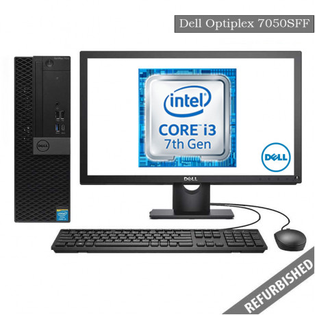 Dell Optiplex 7050 SFF (i3 7th Gen, 8GB DDR4 RAM, 256GB SATA SSD, 19'' Monitor, Windows 10, 6 Months Warranty)