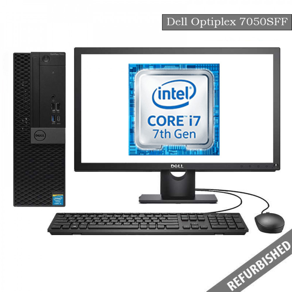 Dell Optiplex 7050 SFF (i7 7th Gen, 8GB DDR4 RAM, 256GB SATA SSD, 19'' Monitor, Windows 10, 6 Months Warranty) 