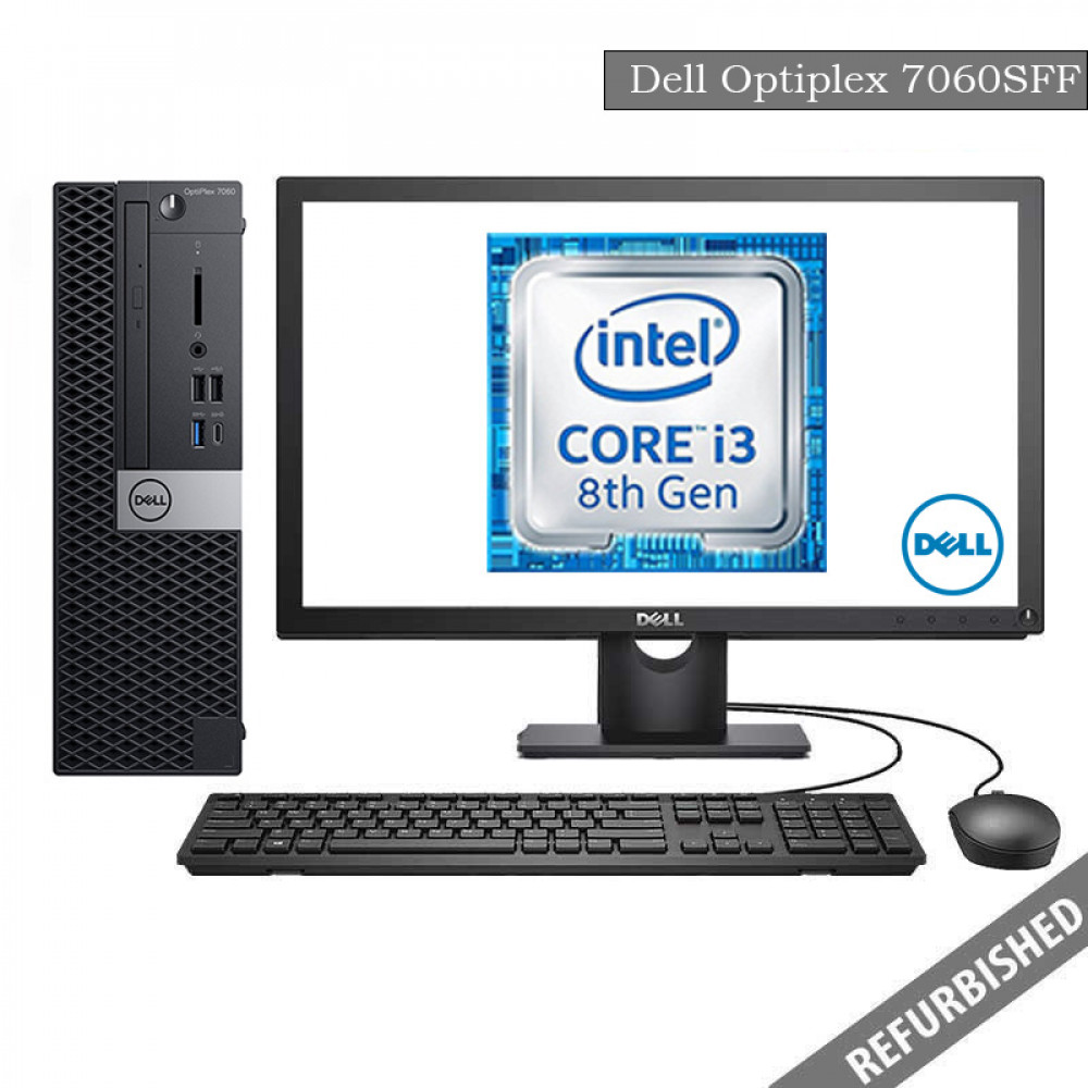 Dell Optiplex 7060 SFF (i3 8th Gen, 8GB DDR4 RAM, 256GB SATA SSD, 19'' Monitor, Windows 10, 6 Months Warranty)