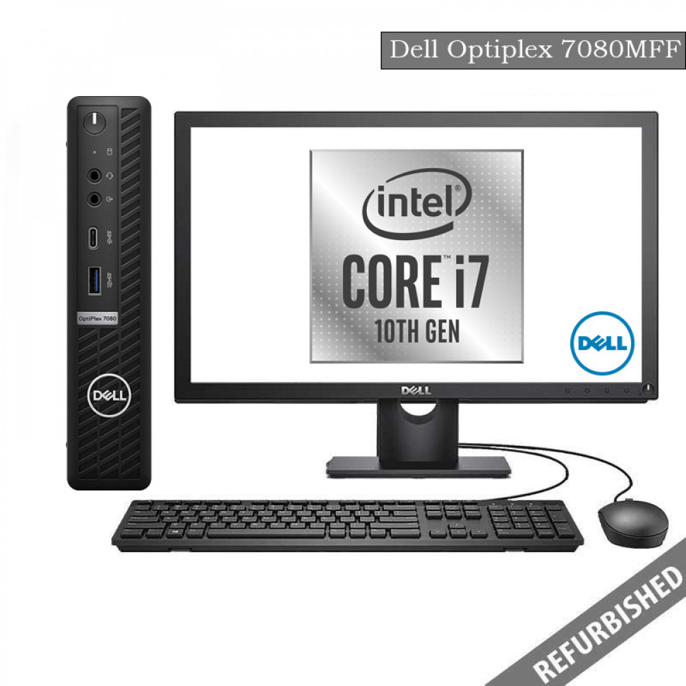 Dell Optiplex 7080 MFF (i7 10th Gen, 8GB DDR4 RAM, 256GB SATA SSD, 19'' Monitor, Windows 10, 6 Months Warranty) 