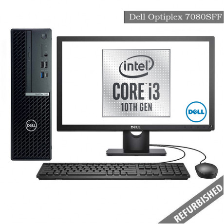 Dell Optiplex 7080 SFF (i3 10th Gen, 8GB DDR4 RAM, 256GB SATA SSD, 19'' Monitor, Windows 10, 6 Months Warranty)