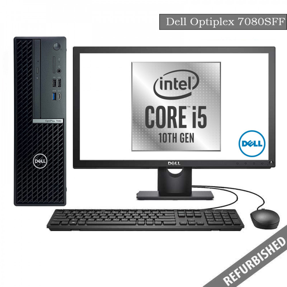 Dell Optiplex 7080 SFF (i5 10th gen, 8GB DDR4 RAM, 256GB SATA SSD, 19'' Monitor, Windows 10, 6 Months Warranty)