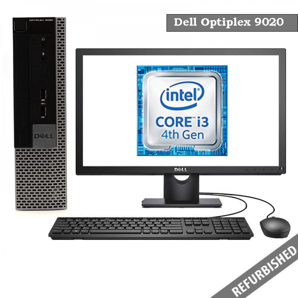 Refublished Dell Optiplex 9020 SFF (i3 4th gen, 8GB DDR3 RAM, 256GB SATA SSD, 19'' Monitor, Windows 10, 6 Months Warranty)