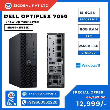 Refurbished Dell OptiPlex 7050 Small Form Factor Desktop Computer, Intel Core i5-6th, 8GB DDR4, 256GB Solid State Drive, Windows 10 Pro