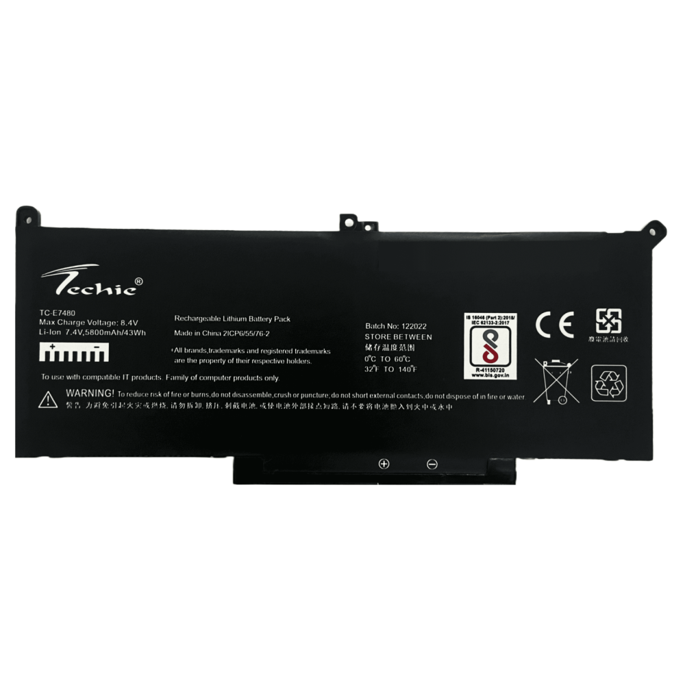 Techie Compatible for Dell E7480 – F3YGT, MYJ96, DM3WC, Latitude E7280, E7380 Laptops (5800mAh, 4-Cell)