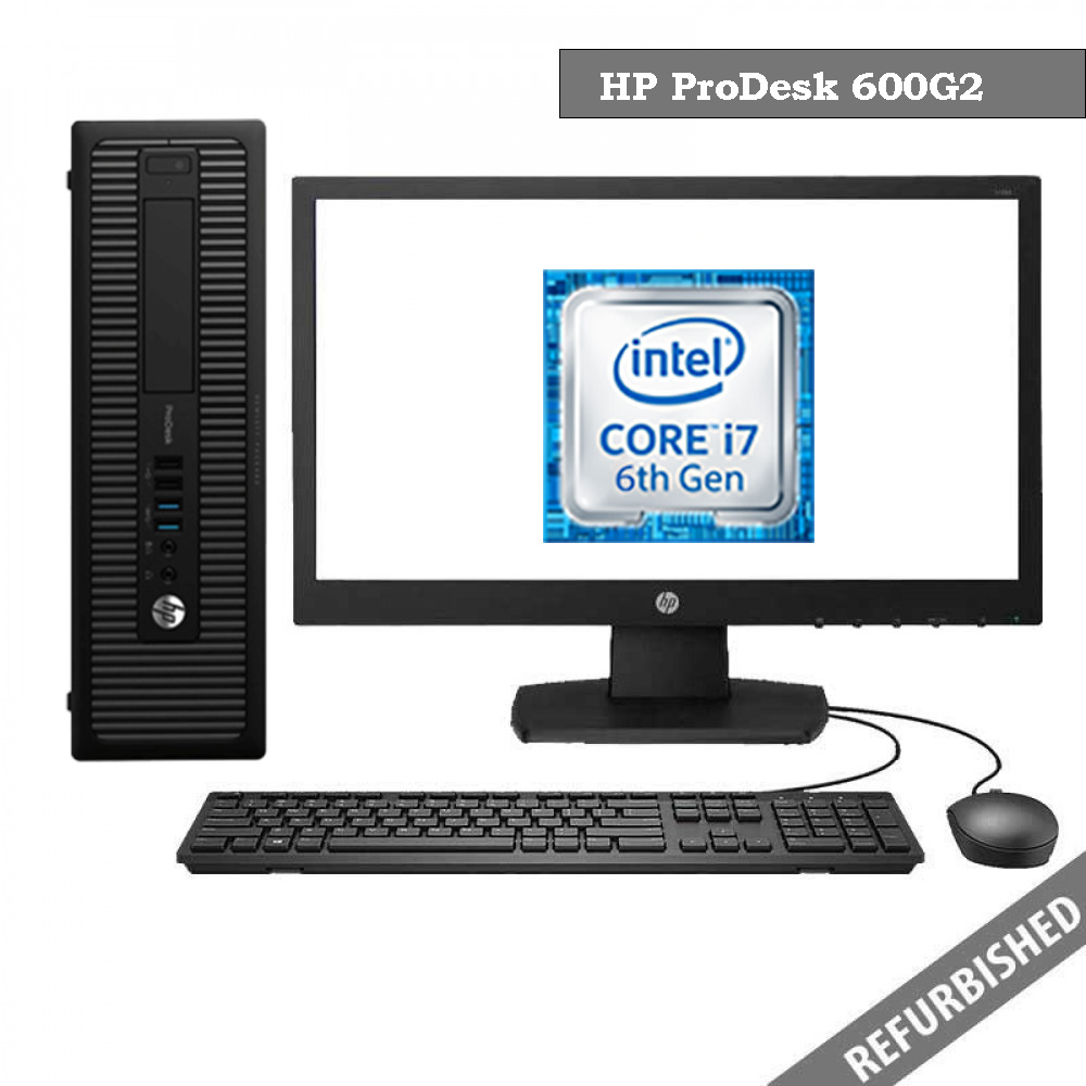 HP ProDesk 600G2 SFF (i7 6th Gen, 8GB DDR3 RAM, 256GB SATA SSD, 19'' Monitor, Windows 10, 6 Months Warranty)