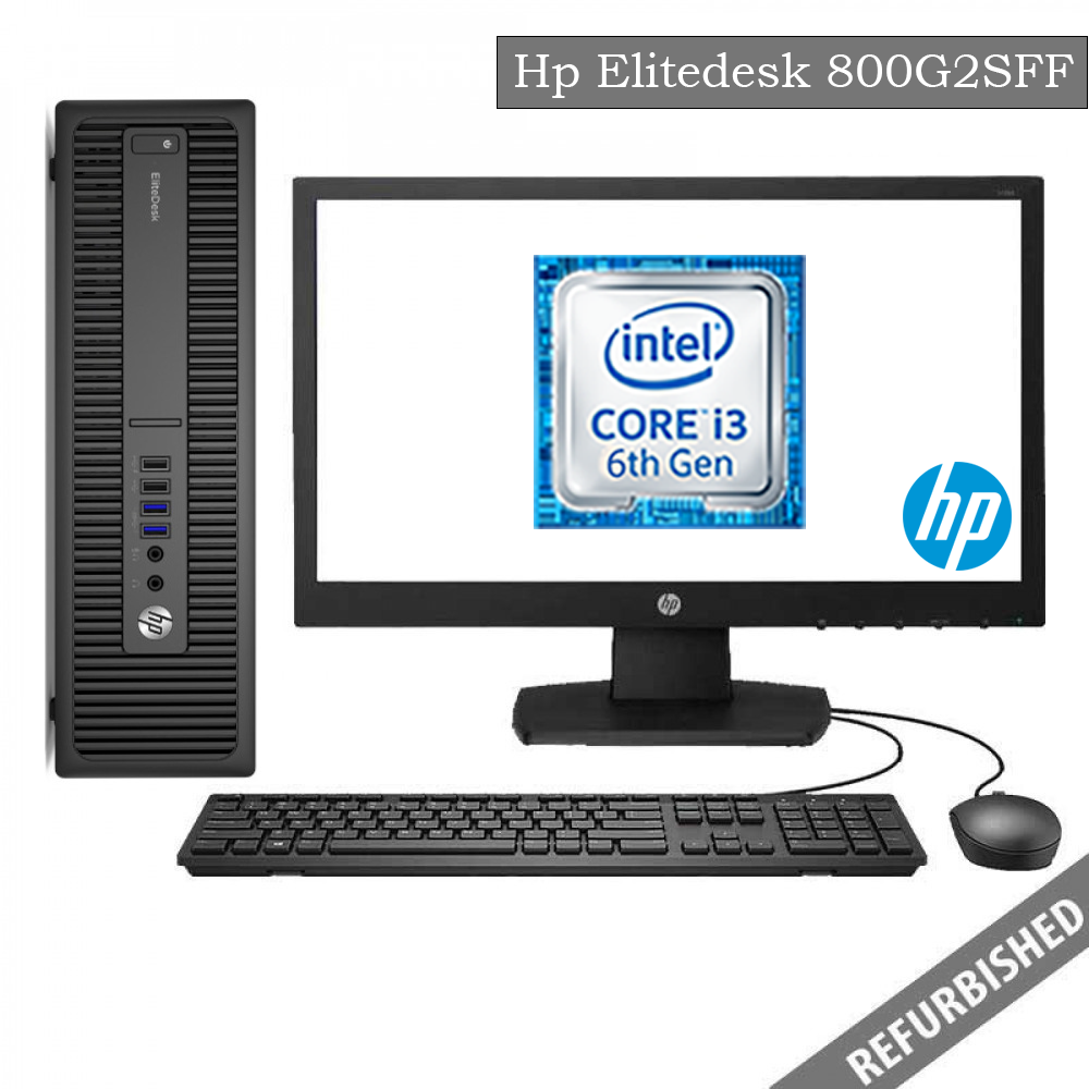 Refublished HP EliteDesk 800G2 SFF (i3 6th Gen, 8GB DDR3 RAM, 256GB SATA SSD, 19'' Monitor, Windows 10, 6 Months Warranty)